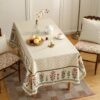 ishro home Premium Dining Table Cover 6 Seater | Table Cover Cloth | Table Cloth 6 Seater – Soft European Fabric, Frill Design, Machine Washable | (Phoolwari Jahan, 56x90 Inch (6-8 Seater))