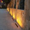 kh Solar 4 LED Warm White Wall Light, IP65 Waterproof Outdoor Solar Garden Light, Single Sided Up & Down Rotatable Wall Lamp, Solar Powered ABS Courtyard Lighting for Hotel, Yard & Exterior Walls