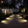 kh Solar 4 LED Warm White Wall Light, IP65 Waterproof Outdoor Solar Garden Light, Single Sided Up & Down Rotatable Wall Lamp, Solar Powered ABS Courtyard Lighting for Hotel, Yard & Exterior Walls