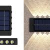 kh Solar 8 LED Wall Light Dual Direction Up & Down Outdoor Illumination | IP65 Waterproof | Modern Nordic Design | Solar Sensor Lamp for Garden, Porch, Home, Patio (Pack of 2)