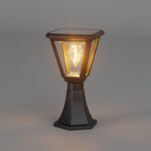 kh Solar Outdoor Powered Lamp Post Light for Fence & Pillars, 2700K Warm White Dusk to Dawn Solar Garden Light, IP65 Waterproof Solar Post Cap Light for Driveway, Gate & Yard – Black