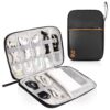 oddpod™ Pu Leather Electronic Gadgets Organizer Bag for Travel/Portable Waterproof All-in-One Storage Case for Cable, Cord, Charger, Phone, Hard Drive and More - Medium (Black)
