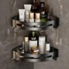 zuku Corner Shelf/Rack for Bathroom Without Drill Wall Aluminium Self zuku Corner Shelf/Rack for Bathroom Without Drill Wall Aluminium Self Adhesive Bathroom Shelf/Shelf for Kitchen Corner Rack Wall Mounted Bathroom Fittings/Storage (Pack of 2)