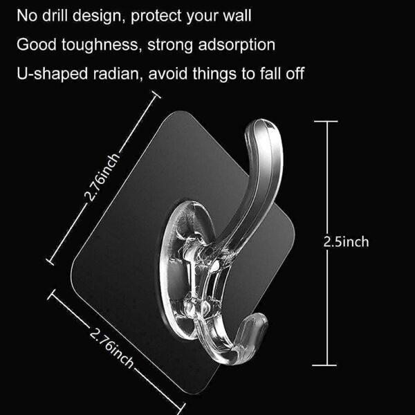 15 Pcs Self Adhesive Wall Hook Seamless Stickers Wall-Mounted Super Strong Waterproof Magic Sticky Hangers Punch Free No Drill Utility Hooks Bathroom Kitchen, Bedroom