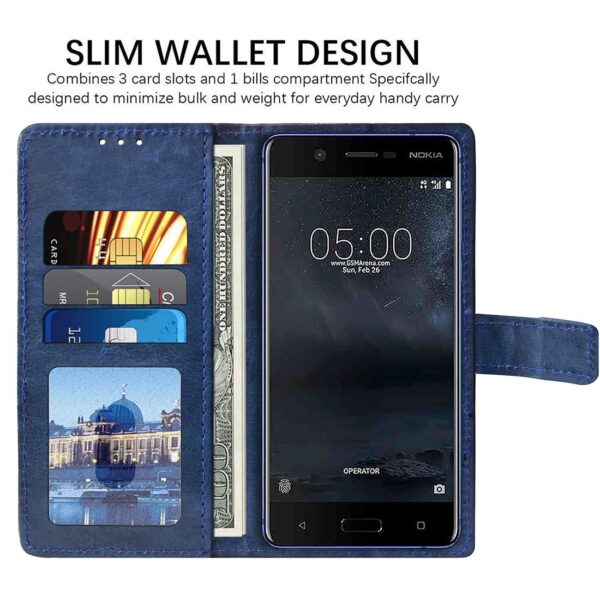 1777593937_Amazon-Brand-Solimo-Flip-Leather-Mobile-Cover-Soft-Flexible-Kickstand-Back-case-Compatible-for-Nokia-5-Blue.jpg Amazon Brand- Solimo Flip Leather Mobile Cover (Soft, Flexible & Kickstand Back case) Compatible for Nokia 5 (Blue)