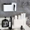 Panchhi Store Wall Mounted Garbage Bag Storage Box Punch Free Trash Bag Dispenser No Drill Plastic Organizer for Kitchen Bathroom Cabinet Under Sink Space Saving Holder White Pack of 1