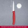 Victorinox, Swiss Classic, Kitchen Knife, Stainless Steel, Vegetable Cutting and Chopping Knife, Wavy Edge, 8 cm, Red, Swiss Made