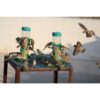 Bird Feeder Hanging Grill, Bird Feeder for Balcony, Outdoor Bird Feeder (Green, Transparent Pack of 2 Pcs)