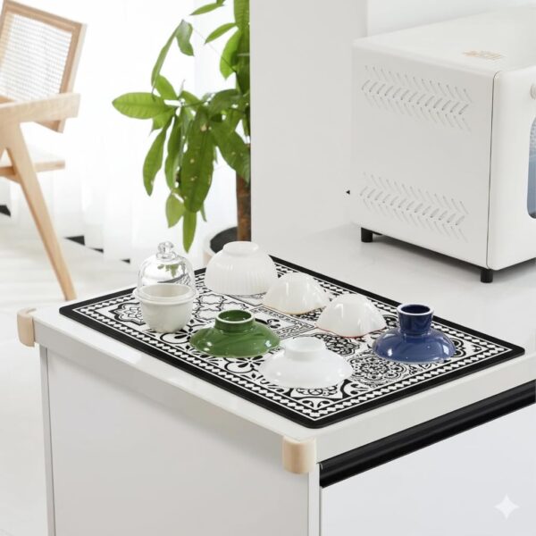 Yagzon Dish Drying Mat for Kitchen Wet Utensils (58CM*38CM)/Kitchen Sink Mat/Counter Top/Water Adsorbent/Quick Dry/Waterproof Anti-Slip mat