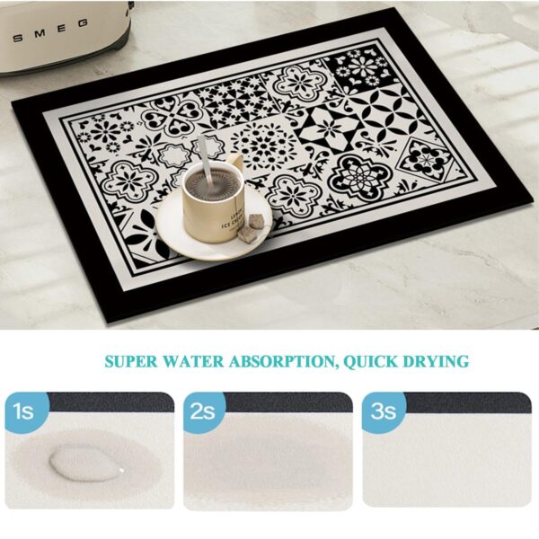 Yagzon Dish Drying Mat for Kitchen Wet Utensils (58CM*38CM)/Kitchen Sink Mat/Counter Top/Water Adsorbent/Quick Dry/Waterproof Anti-Slip mat