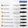 TRAMONTINA Plenus 12cm / 4.7" Tomato Knife | Stainless Steel Blade | Kitchen Knife for Tomatoes/Kiwis | Wavy/Micro-Serrated Edge | Black Polypropylene Handle | Made in Brazil | 5 Year Warranty
