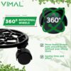 VIMAL Cast Aluminium Plant Stand - Heavy Duty Metal Plant Stand - Outdoor Indoor Plant Caddy with Wheels - Round Flower Pot Trolley | Rolling Tray Coaster | Flower Pot Rack with Wheel - Black - (2PC)