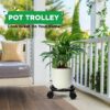 VIMAL Cast Aluminium Plant Stand - Heavy Duty Metal Plant Stand - Outdoor Indoor Plant Caddy with Wheels - Round Flower Pot Trolley | Rolling Tray Coaster | Flower Pot Rack with Wheel - Black - (2PC)