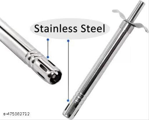 Stainless Steel Regular Gas Lighter for Kitchen Stove with Stand. Steel Gas Lighter (Silver, Pack of 2)|AE-P7052