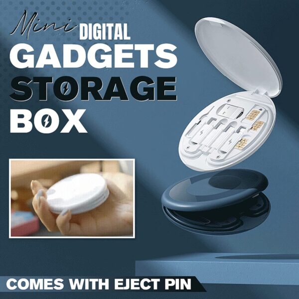 Mini Digital Gadgets Storage Box with Cable Converter Adapter Kit, Phone Holder, USB-C to Micro USB Compatible with Lightning/USB, Multicolour, Pack of 1