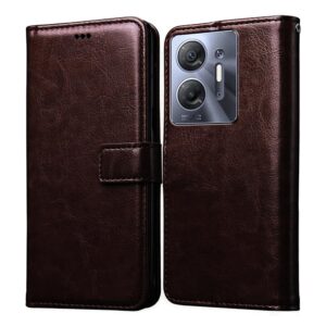 Amazon Brand - Solimo Flip Leather Mobile Cover (Soft, Flexible & Kickstand Back case) Compatible for Infinix Hot 30 5G (Coffee)