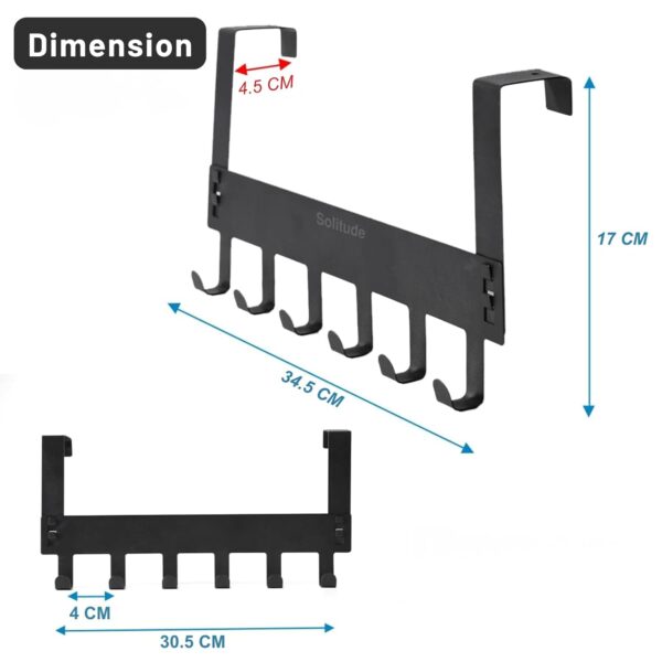 1777677456_Solitude-Pack-of-2-Heavy-Duty-Metal-Over-Door-Hanger-with-6-Hooks-Drill-Free-Hanging-Rack-Organizer-for-Bathroom-Bedroom-Kitchen-Black.jpg Solitude Pack of 2 Heavy Duty Metal Over Door Hanger with 6 Hooks, Drill-Free Hanging Rack Organizer for Bathroom, Bedroom, Kitchen (Black)