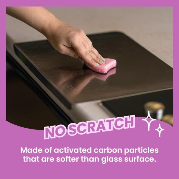 Scotch-Brite Gas Stove & Induction Cleaner with Activated Charcoal, Non-Scratch Scouring Pad for Glass Cooktop, Grates and Grill, Removes Oil Stains and Grime Around the Stove with just Water (4 Pcs)