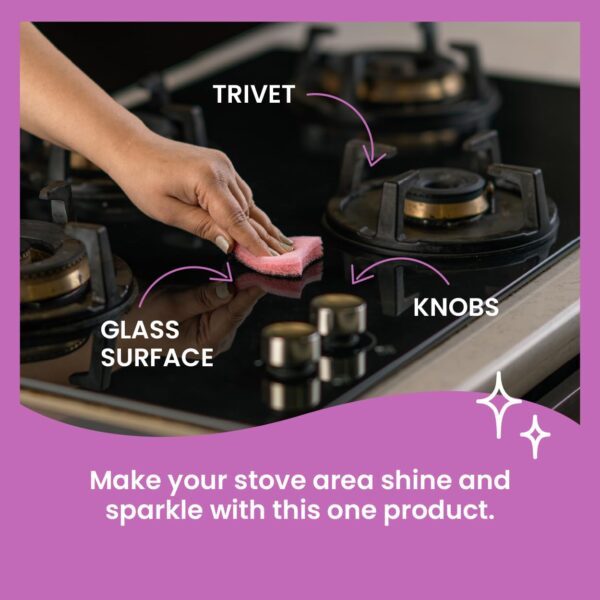 Scotch-Brite Gas Stove & Induction Cleaner with Activated Charcoal, Non-Scratch Scouring Pad for Glass Cooktop, Grates and Grill, Removes Oil Stains and Grime Around the Stove with just Water (4 Pcs)