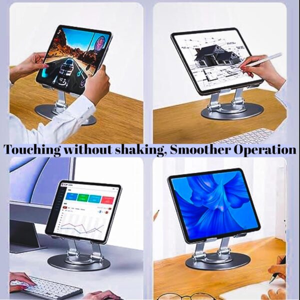 Premium 360° Rotating Metal Tablet Stand – Height Adjustable & Fully Foldable iPad Holder for Desk, Portable Sturdy Dock for Online Classes, Video Calls & Drawing – Fits All 4.7-13” Devices