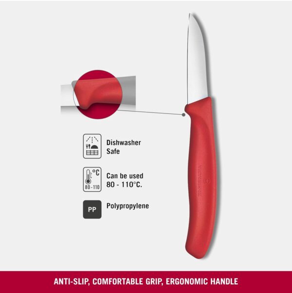 Victorinox Swiss Made Stainless Steel Swiss Classic Paring Knife, 6cm Kitchen Knife for Vegetable Cutting and Chopping, Red | Kitchen Tools & Items | 6.7301.C1