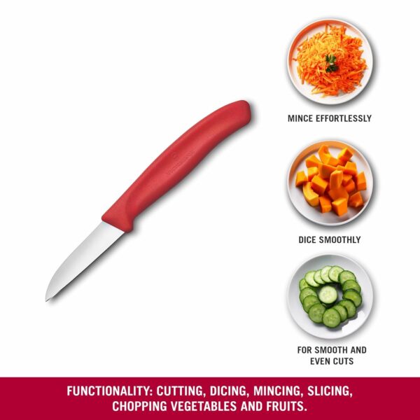 Victorinox Swiss Made Stainless Steel Swiss Classic Paring Knife, 6cm Kitchen Knife for Vegetable Cutting and Chopping, Red | Kitchen Tools & Items | 6.7301.C1