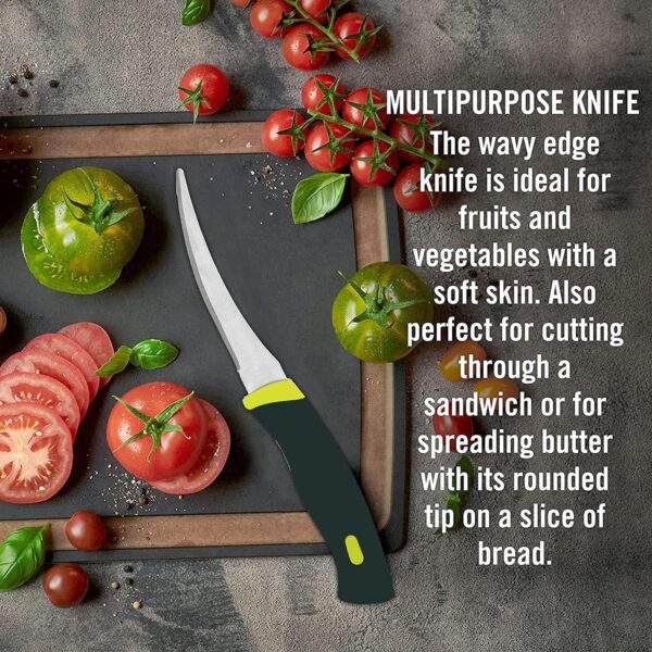 TULMAN 5pcs Multipurpose Kitchen Combo Knife Set Kitchen uitility Combo-Vegetable Cutter with Peeler,Cheese/Ginger Grater & Stainless Steel Gas Lighter with 2 Knife - Green