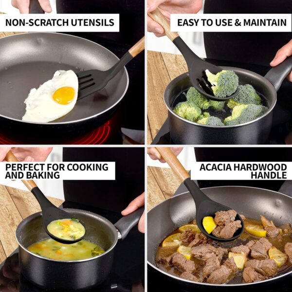 1777740860_Zulay-Kitchen-Utensils-Set-With-Authentic-Acacia-Wood-Handles-5-Piece-Non-Stick-Silicone-Cooking-Set-464°F-Heat-Resistant-Black.jpg Zulay Kitchen Utensils Set With Authentic Acacia Wood Handles - 5 Piece Non-Stick Silicone Cooking Set - 464°F Heat Resistant - Black