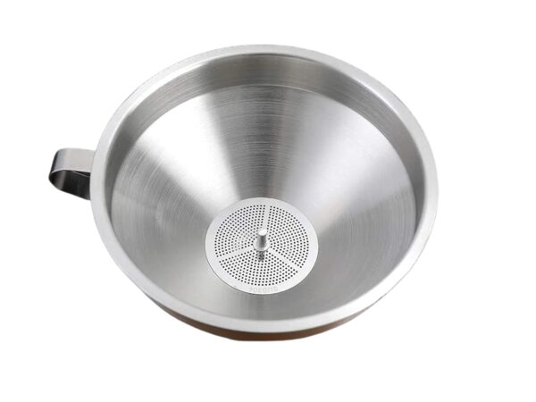 Multipurpose Stainless Steel Funnel with Removable Strainer – 11CM Wide Mouth Kitchen Funnel for Bottling Oil, Juice, Powder, and More – Durable Metal Funnel for Home Use