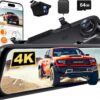 WOLFBOX G850 PRO 4K Rear View Mirror Dash Cam for Car Front and Rear with GPS, ADAS, BSD, 12" Touchscreen, 5.8GHz WiFi, Voice Control, G-Sensor, Loop Recording, 64GB Card Included