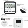 Stopwatch Timer for Study Kitchen Timer Large LCD Screen 24hr Digital Display Magnetic Retractable Stand Loud Alarm Stop Watch Countdown Flashing Light Study Timer for Students Cooking (Blue)