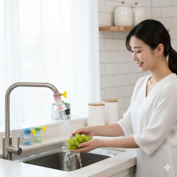 Adjustable Kitchen/Bathroom Faucet Sprayer Head - Water Saving Plastic Tap Aerator, Shower Regulator, & Sprinkle Nozzle - Standard Polished