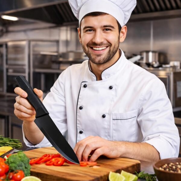 Set of 3 Black Stainless Steel Kitchen Knife Set | High-Carbon Stainless Steel Kitchen Knife | Vegetable Knife | Chef Knife | Sharp Edge Cutting Chef Knifes for Chopping Vegetables