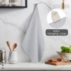 Encasa XO Kitchen Dish Towels Set | Light Grey | Waffle Weave and Flat Hand Tea Towel | 70x45 cm | Quick Drying Reusable Cotton Washcloths | Multipurpose Lightweight Dishcloths Set of 4