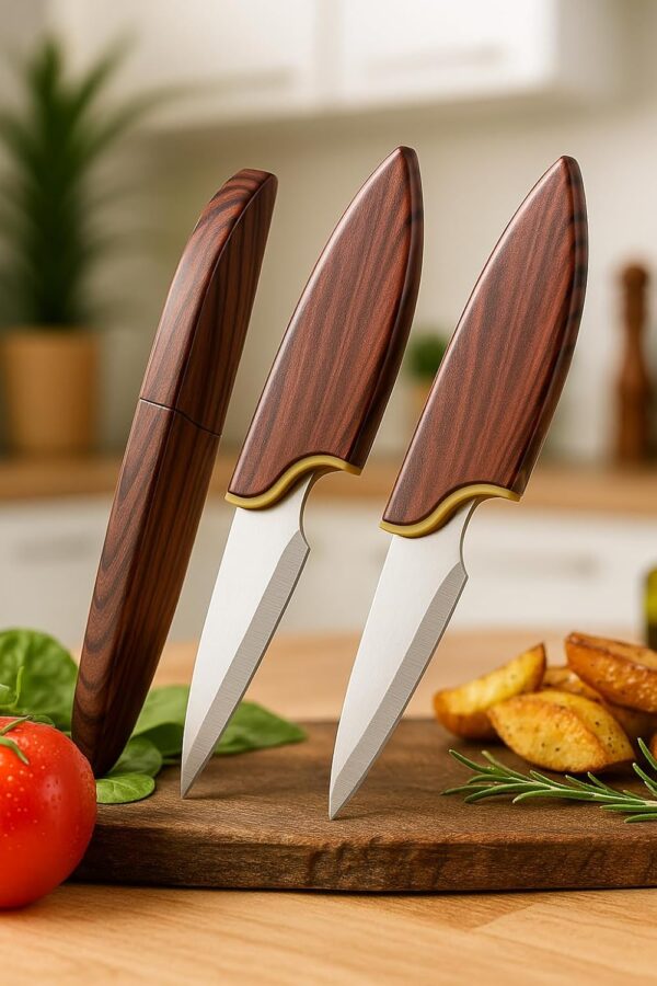 Wizbiz Premium Double-Blade Multipurpose Utility Knife Ultra-Sharp Stainless Steel Dual-Edge EDC Pocket Paring Knife for Fruits Vegetables Daily Kitchen Use | Compact Travel-Friendly