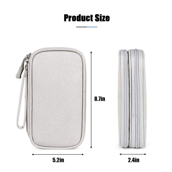 Electronics Organizer Travel Case – 2-Layer Waterproof Cable Storage Bag for Cords, Chargers, Phone, USB, Earphones & Accessories – Portable Tech Organizer Pouch 1PC (Grey)