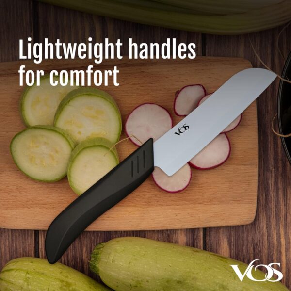Vos Ceramic Knife Set | Ceramic Kitchen Knife Set | Ceramic Kitchen Knife with Covers, Ceramic Paring Knife 10 cm, 12 cm, 15 cm
