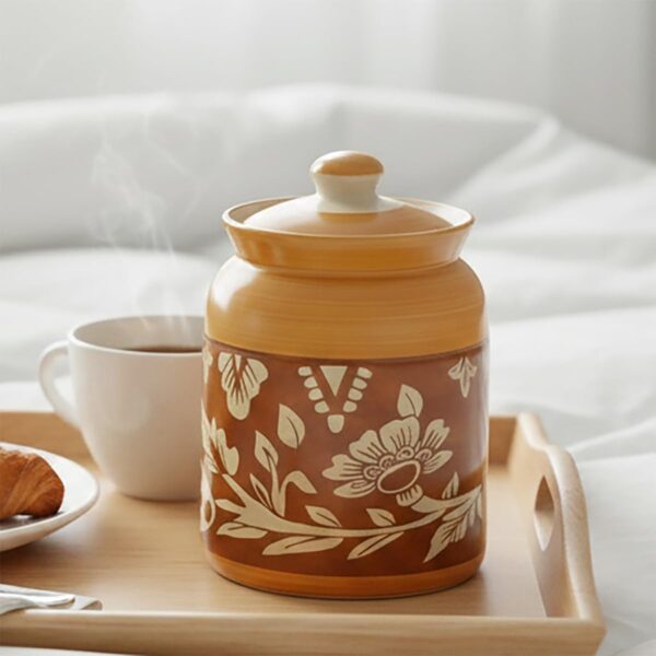 1777830365_DMaiolica-Traditional-Ceramic-Pickle-Jars-with-Lid-in-1000ml-Achaar-Barni-for-Kitchen-Ceramic-Container-for-Achar-Salt-Spices-Set-of-1-Full-Yellow-Red-Floral.jpg D'Maiolica Traditional Ceramic Pickle Jars with Lid in 1000ml | Achaar Barni for Kitchen | Ceramic Container for Achar, Salt, Spices (Set of 1) (Full Yellow Red Floral)