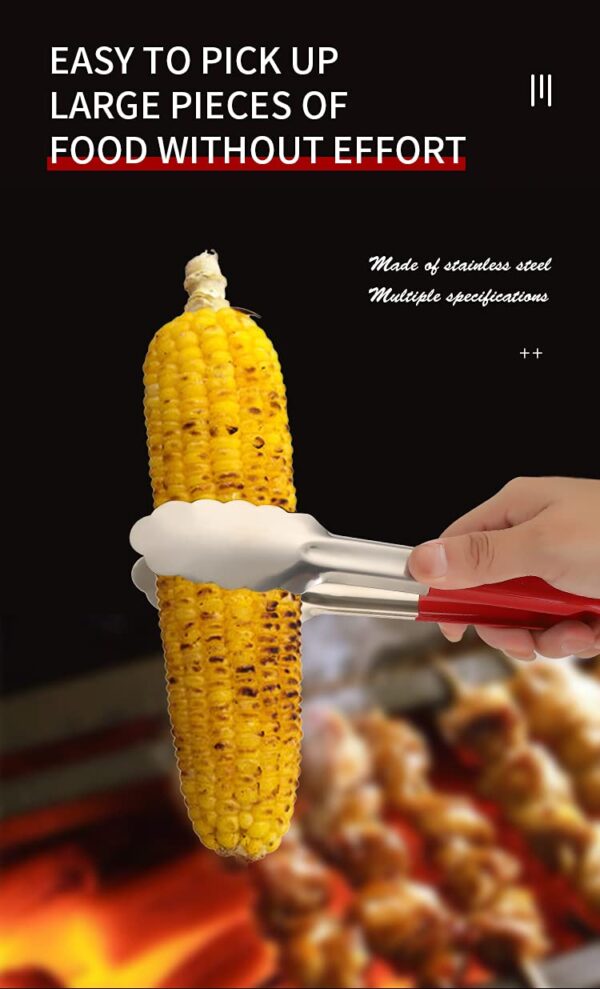 Stainless Steel Kitchen Utility Tong with Vinyal Coated Handle | Frying Tong | Cooking Tong | BBQ Grilling Tong | Serving Tong (9 Inch)
