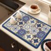 HomeCloud Dish Drying Mat for Kitchen Counter Hide Stain Super Absorbent, Non-Slip, Heat-Resistant, Great for Dishes,Rack Pad, Kitchen Counter, Coffee Maker (40x50cm, Royal_Blue_Star)