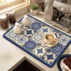 HomeCloud Dish Drying Mat for Kitchen Counter Hide Stain Super Absorbent, Non-Slip, Heat-Resistant, Great for Dishes,Rack Pad, Kitchen Counter, Coffee Maker (40x50cm, Royal_Blue_Star)