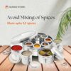 Human Hydro 12-in-1 Stainless Steel Masala Dabba | Spice Box with Partitioned Middle Container & 3 Spoons | See-Through Lid | Masala Container for Kitchen (22 cm, Silver)