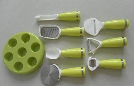 BLENT 7pcs Multifunctional Kitchen Food Slicer Fruit Tool Set with Stand Essential Utensil Set Cooking Tools Gadgets Stainless Steel + Plastic