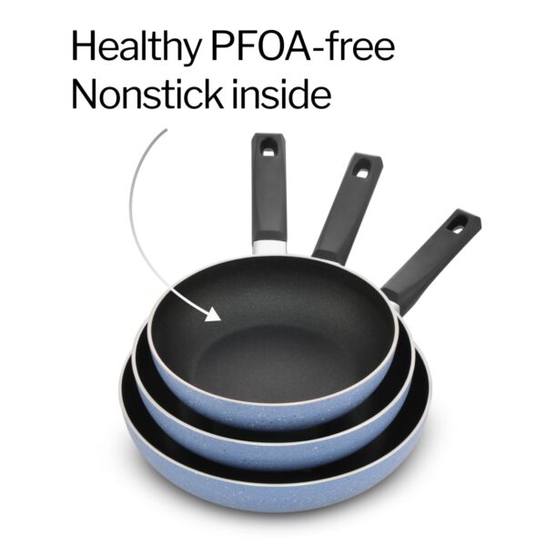 Hawkins Quik Gift Set of 3 Nonstick Frying Pans | Induction & Gas Compatible | Rivet-Less Design for Easy Cooking & Cleaning | Grey (IQFS)