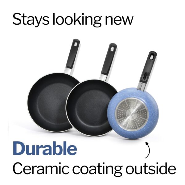 Hawkins Quik Gift Set of 3 Nonstick Frying Pans | Induction & Gas Compatible | Rivet-Less Design for Easy Cooking & Cleaning | Grey (IQFS)