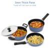 Hawkins Quik Nonstick Induction 4 Piece Cookware Set of Deep Kadhai, Frying Pan, Saucepan and Stainless Steel Lid | Kitchen Gift Pack | Grey (IQGP1)