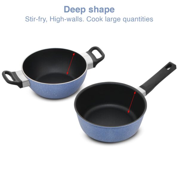 Hawkins Quik Nonstick Induction 4 Piece Cookware Set of Deep Kadhai, Frying Pan, Saucepan and Stainless Steel Lid | Kitchen Gift Pack | Grey (IQGP1)