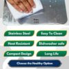 Stainless Steel Chopping Board 310×225mm | Rust-Proof Heavy-Duty Metal Cutting Board | Smooth Edge Steel Vegetable Meat Fish Fruit Cutter Board | Hygienic Easy-Clean Food Prep Chopper Board