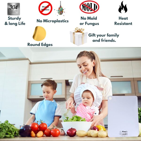 Stainless Steel Chopping Board 310×225mm | Rust-Proof Heavy-Duty Metal Cutting Board | Smooth Edge Steel Vegetable Meat Fish Fruit Cutter Board | Hygienic Easy-Clean Food Prep Chopper Board