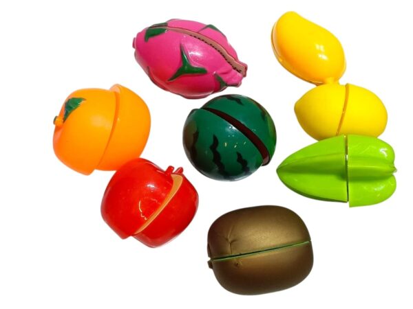 Educational Fruit Cutting Toy Set for Kids Colorful Pretend Play Kitchen Accessories with Toy Knife & Mini Basket Early Learning & Skill Development Toy for Toddlers and Children (Multi-Fruit Pack)